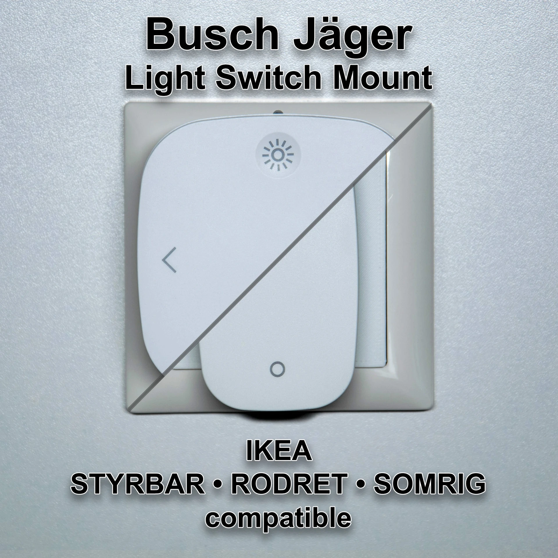 Busch Jäger Lichtschalter Halterung für IKEA Fernbedienung (Styrbar, Rodret, Somrig)